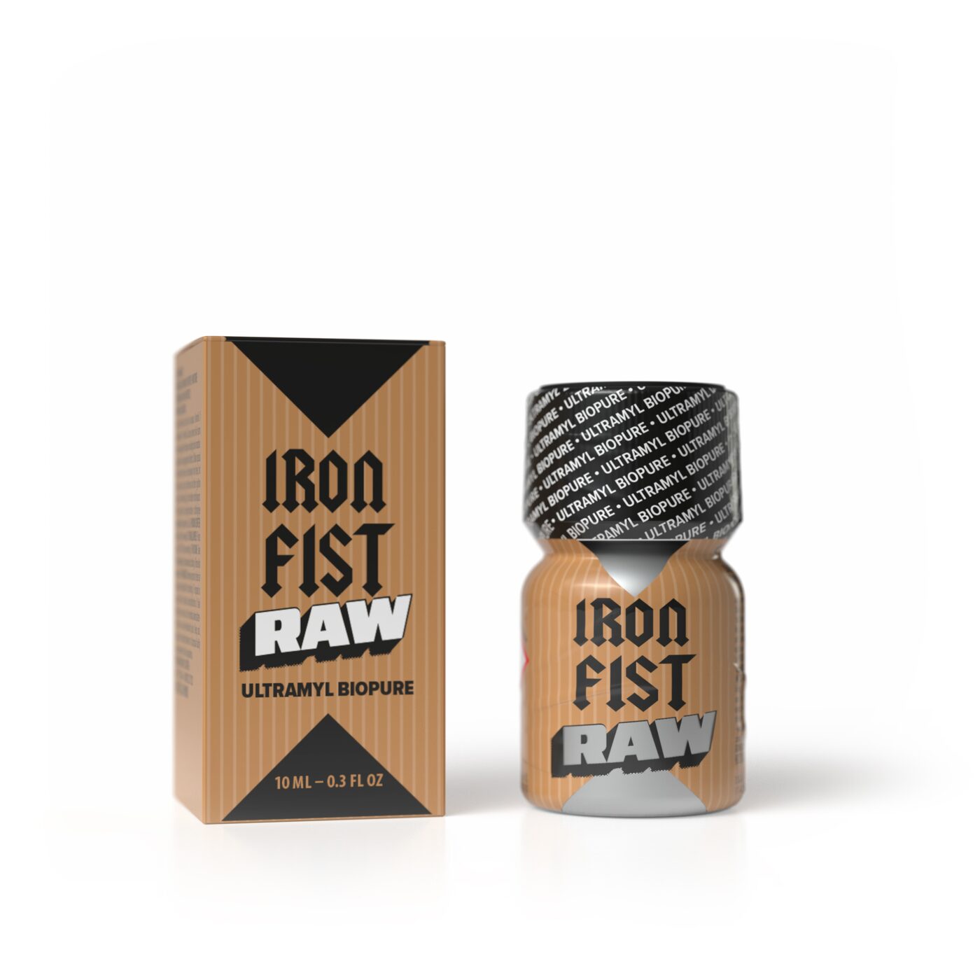 Iron Fist Raw 10ML, Iron Fist Raw 24ml, aluminium bottle with copper label, Ultramyl Biopure plant-based amyl, PWD Factory